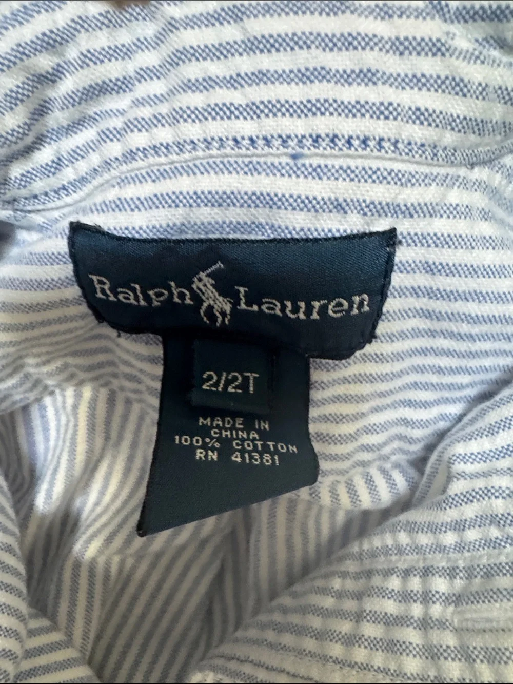 Ralph Lauren Blue and White Striped Button-Down Shirt